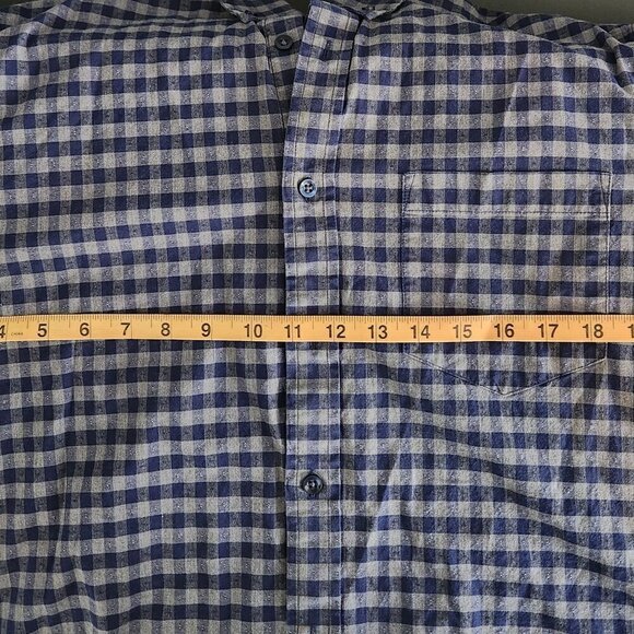 Goodfellow Men's Button Down Dress Shirt Blue and White Plaid Slim Fit. Sz Large - Picture 9 of 14